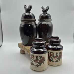 Vintage Rooster Salt and Pepper Shakers Lot of‎ 2 Sets